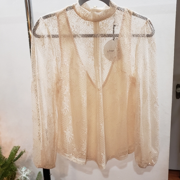 Line & Dot Tops - NWT Line & Dot Long Sleeve Lace Top